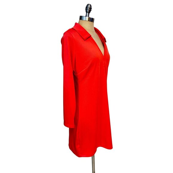 Boston Proper Red Long Sleeve Collared Zip Front Dress Medium NWT - Picture 3 of 5